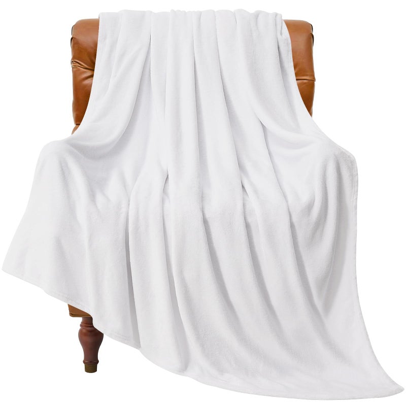 BEDELITE Fleece Blanket Twin Size White Throw Blanket for Couch & Bed, Luxury Plush Cozy Fuzzy Blanket 60x80 inches, Super Soft Warm Lightweight Throw Blanket for Travel Camping - Image 1